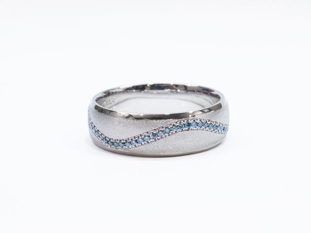 オーダーメイド オリジナル プラチナ 結婚指輪 ブルーダイアモンド